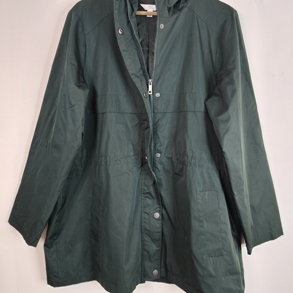 TIME and TRUE Women's Size XL Green Hooded Rain/Trench Jacket - Picture 5 of 13